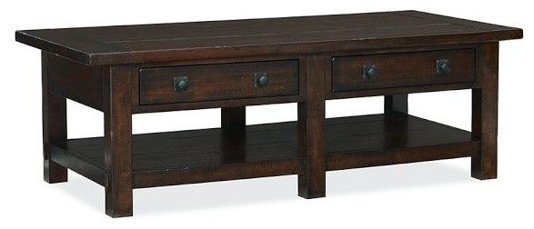 Traditional Coffee Tables Benchwright Coffee Table Rustic Mahogany Stain Traditional Coffee Tables (View 8 of 9)