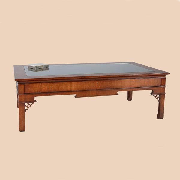 Traditional Glass Top Coffee Table 4457 Display Coffee Table Shown In Cherry Size W137 D83 H47cm (View 1 of 10)