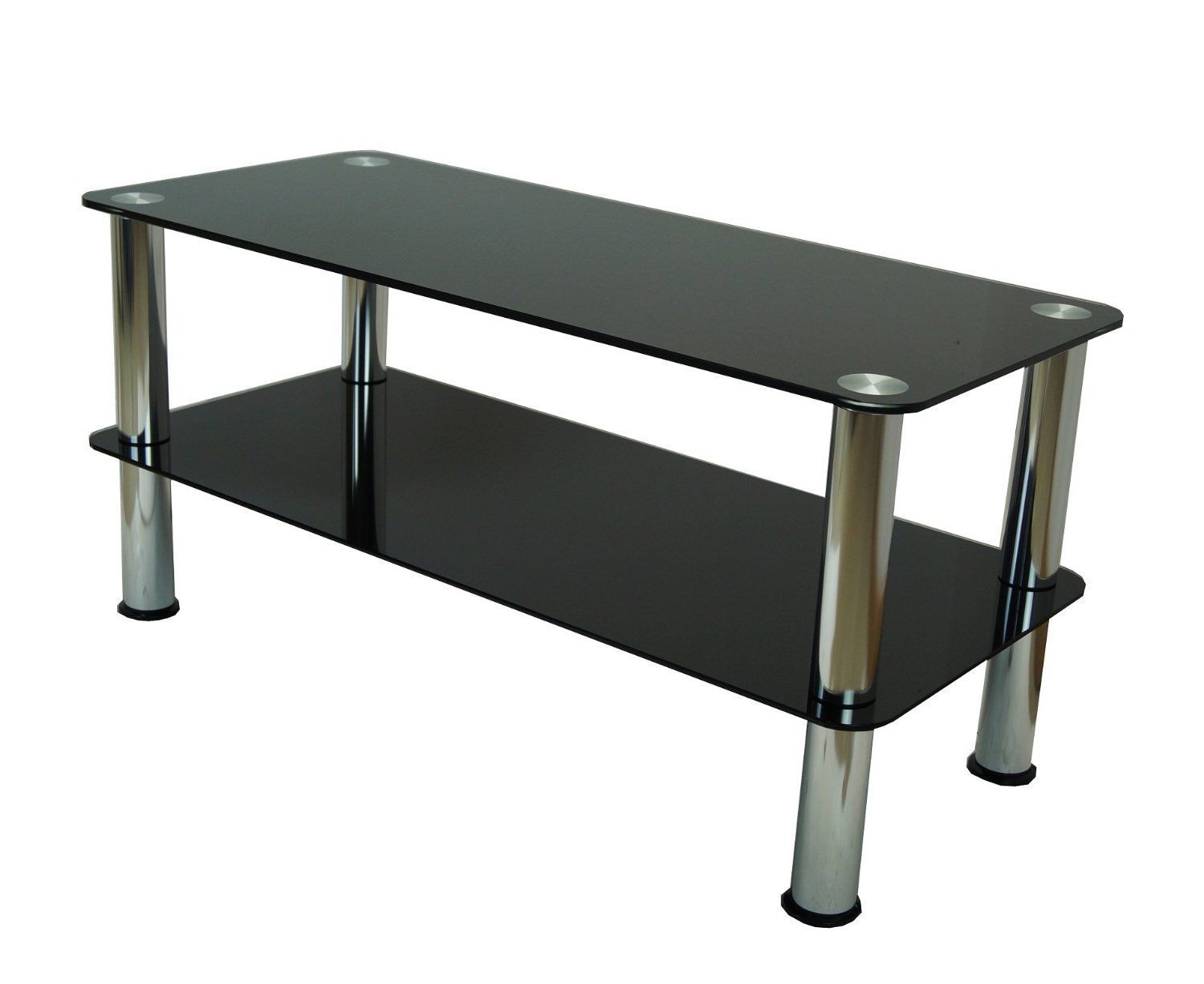 Traditional Glass Top Coffee Table Mountright Umsct Black Chrome Coffee Side Table Glass Tv Stand (View 6 of 10)
