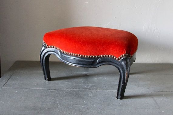 1940s Vintage Red Velvet Footstool Maintenant Interiormad Properly Regarding Velvet Footstool (View 18 of 20)