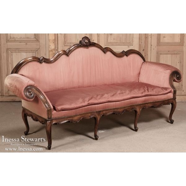 19th Century Antique Italian Baroque Walnut Sofa Inessa Clearly Regarding Antique Sofa Chairs (View 19 of 20)