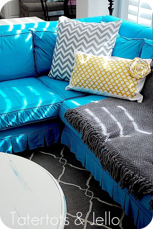 20 Diy Slipcovers Clearly Throughout Teal Sofa Slipcovers (View 9 of 20)