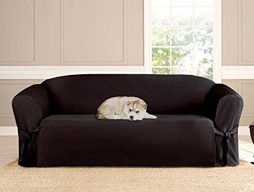 Amazon Kashi Micro Suede Slipcover For Sofa Black Home Properly Throughout Black Slipcovers For Sofas (View 6 of 20)