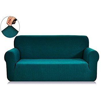 Amazon Madison Stretch Jersey Sofa Slipcover Solid Aqua Definitely With Teal Sofa Slipcovers (View 1 of 20)