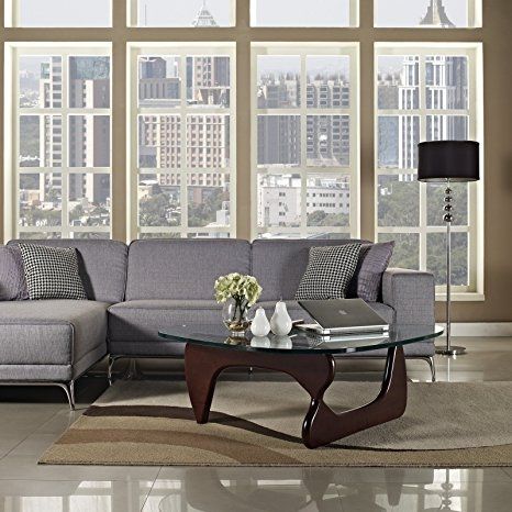 Amazon Modway Triangle Coffee Table In Dark Walnut Kitchen Certainly With Regard To Noguchi Coffee Tables (View 6 of 20)