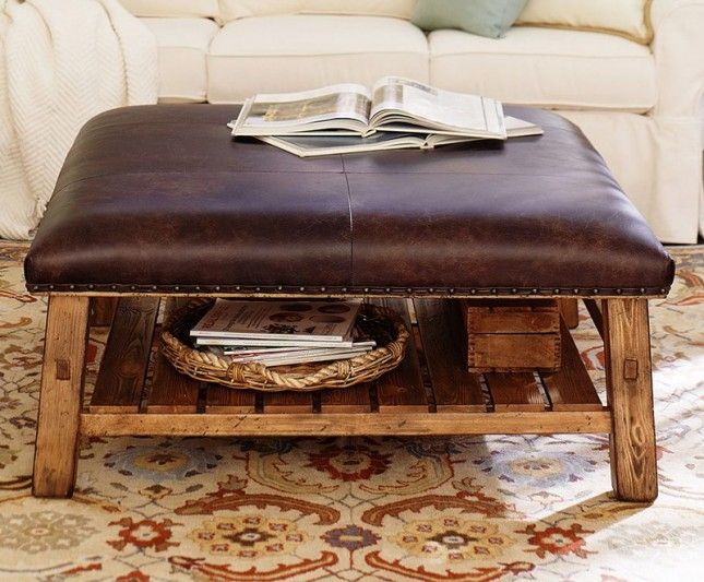 Brown Leather Ottoman Coffee Table Properly Throughout Brown Leather Ottoman Coffee Tables (View 17 of 20)