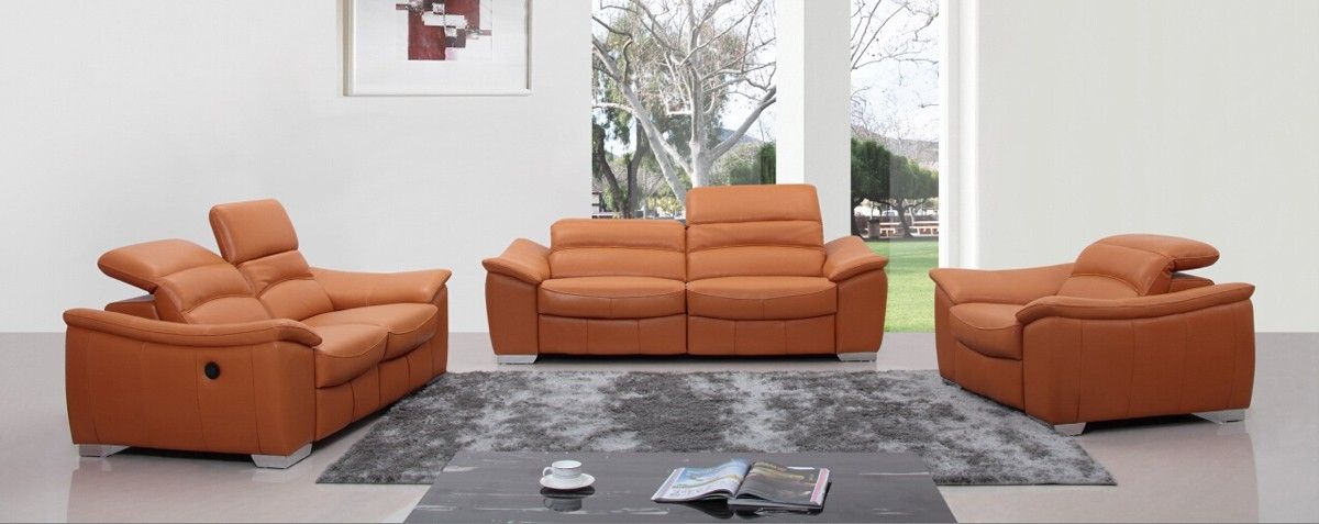 Catchy Orange Leather Sofa Set Orange Leather Sofa Amedaprime Good Throughout Modern Reclining Leather Sofas (View 10 of 20)
