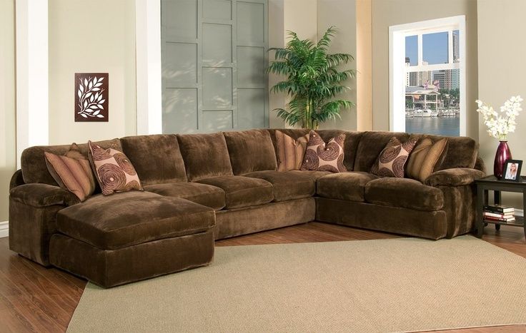 Champion Brown Fabric 4 Peice Oversized Chaise Sectional Set Clearly Intended For Champion Sectional Sofa (View 7 of 20)