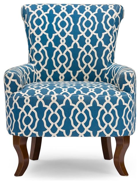 Contemporary Fabric Armchair Navy Blue Patterned Fabric Nicely Pertaining To Fabric Armchairs (View 4 of 20)