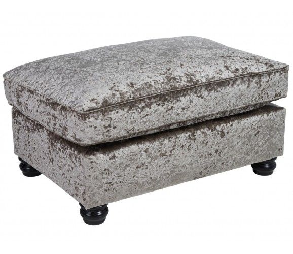 Crushed Velvet Footstool Silver Grey Nicely Within Velvet Footstool (View 3 of 20)