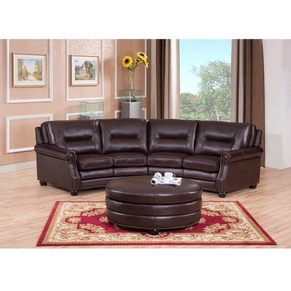 Delta Chocolate Brown Curved Top Grain Leather Sectional Sofa And Properly Inside Chocolate Brown Sectional Sofa (View 8 of 20)