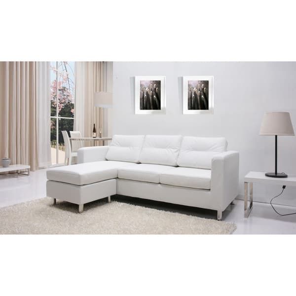 Detroit White Convertible Sectional Sofa And Ottoman Set Free Properly In Convertible Sectional Sofas (View 9 of 20)
