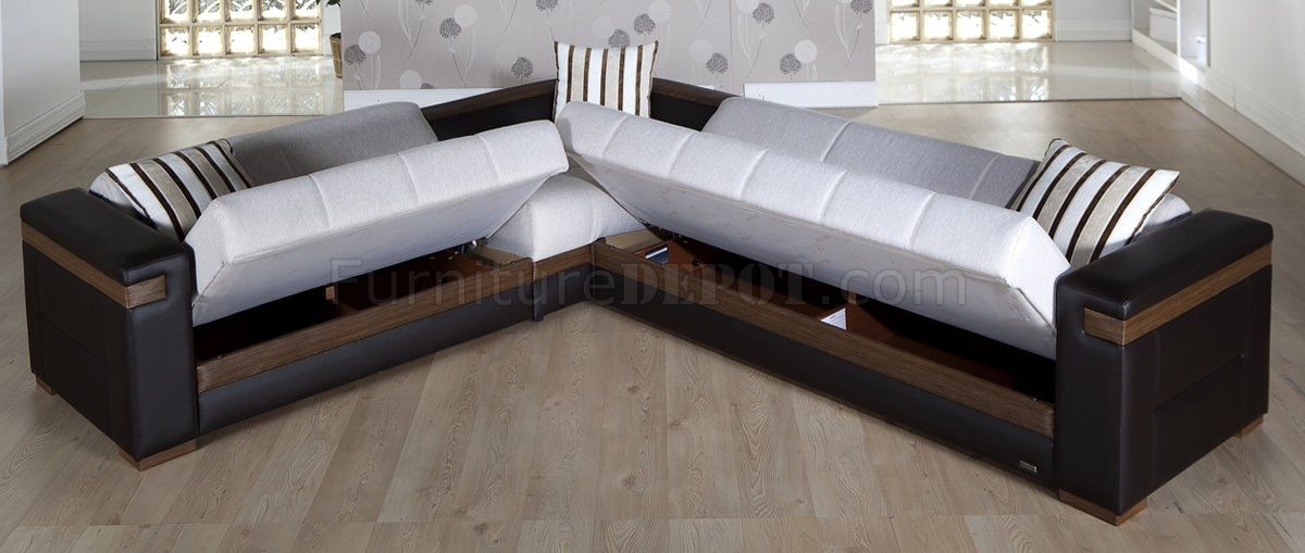 Fabric Dark Leatherette Convertible Sectional Sofa Bed Clearly Throughout Convertible Sectional Sofas (View 3 of 20)