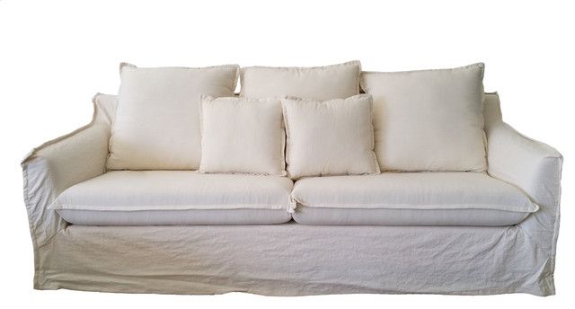 Fabric Sofa White Linen Beach Style Sofas Hong Design Effectively Intended For White Fabric Sofas (Photo 13 of 20)