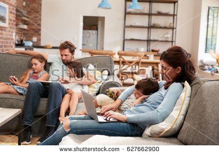 Family Sit On Sofa Open Plan Stock Photo 627662780 Shutterstock Definitely Regarding Family Sofa (View 7 of 20)