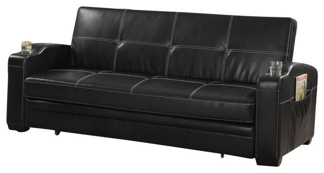 Faux Soft Leather Sofa Bed Sleeper Lounger W Storage Cup Holders Clearly With Leather Storage Sofas (View 20 of 20)