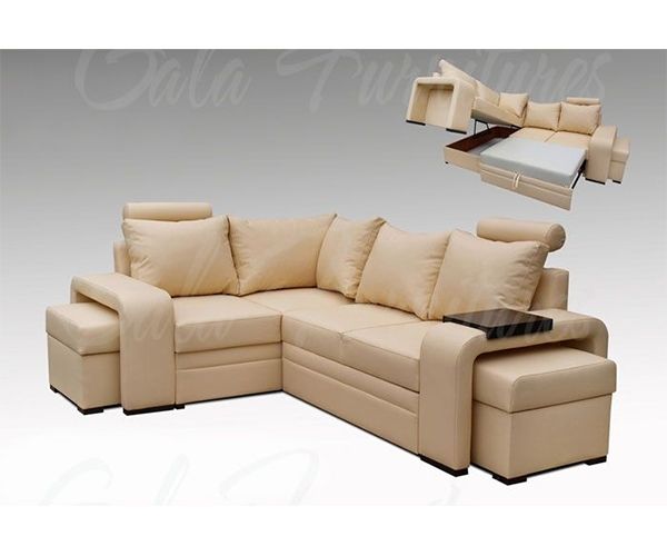Finest Italian Real Leather Corner Sofa Bed In White Cream 230×170 Most Certainly Throughout Leather Corner Sofa Bed (View 13 of 20)