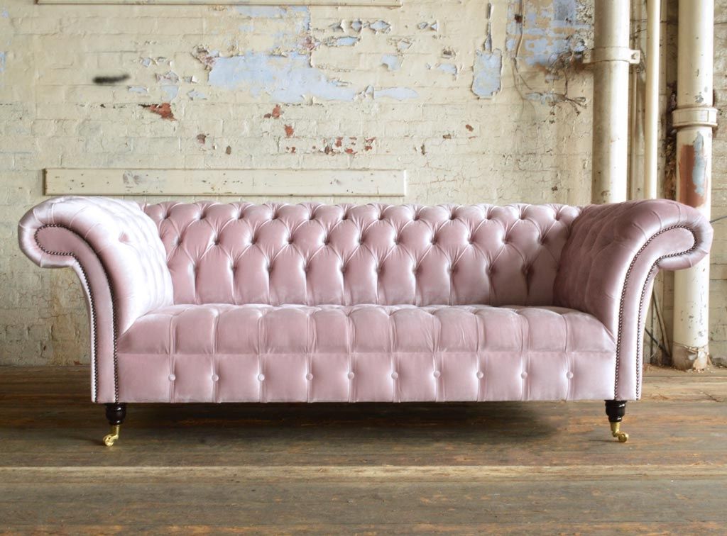 Geneva Pink 3 Seater Wing Chair Chesterfield Suite Abode Sofas Very Well With Chesterfield Sofas (View 16 of 20)