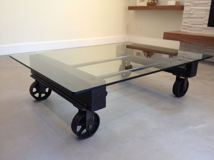 Glass Coffee Table Using Steel Casters Industrial Remnants Gas Properly With Glass Coffee Tables With Casters (View 9 of 20)