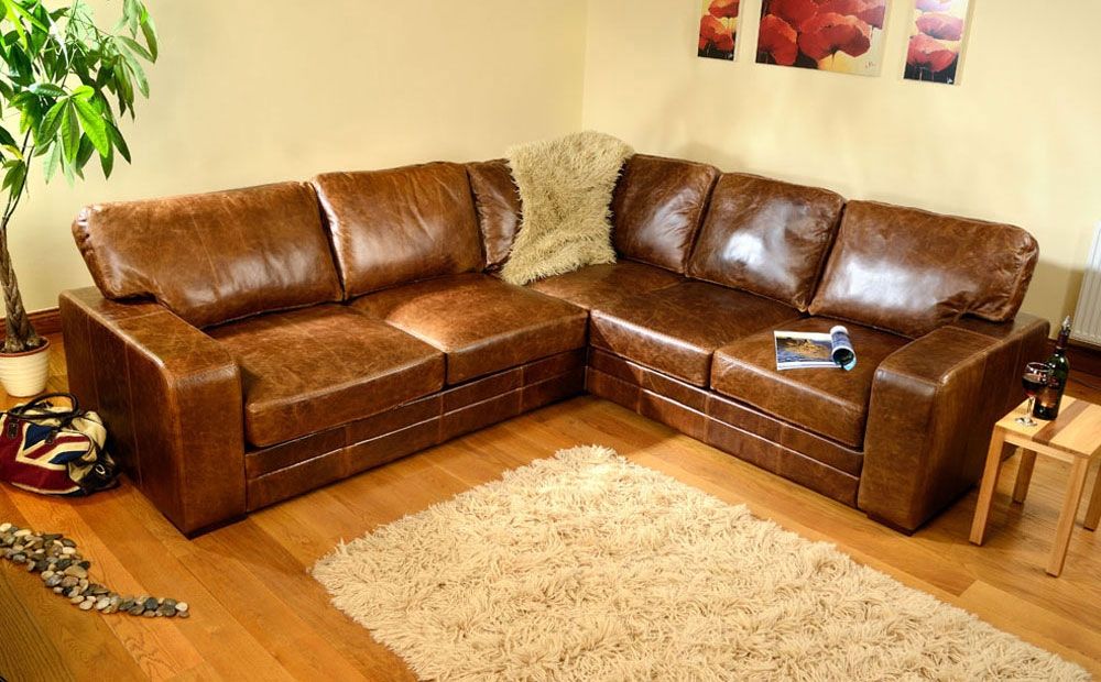 Grafton Aniline Leather Corner Sofas Cerato Meubles Certainly Regarding Small Brown Leather Corner Sofas (View 1 of 20)