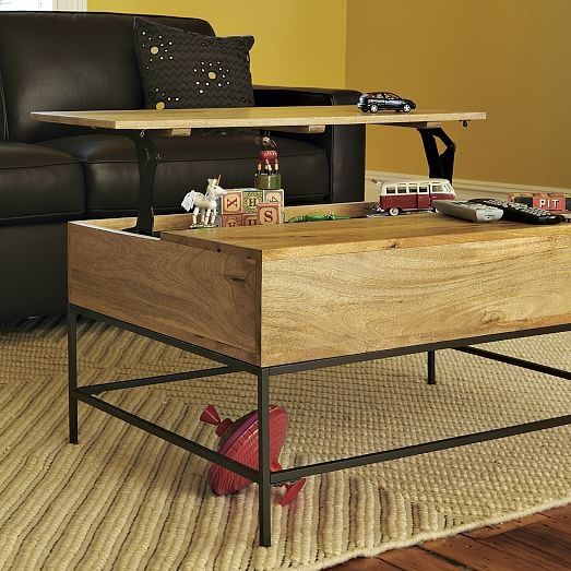 Industrial Storage Coffee Table West Elm Certainly Pertaining To Desk Coffee Tables (View 14 of 20)