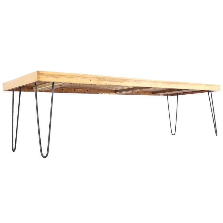 Large Rectangular Vintage Solid Birch Top With Hairpin Leg Coffee Certainly Intended For Birch Coffee Tables (Photo 1 of 20)