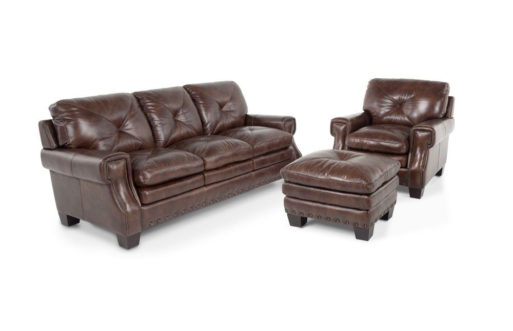 Lawrence Leather Sofa Chair Ottoman Bobs Discount Furniture Effectively In Sofa Chair And Ottoman (Photo 1 of 20)