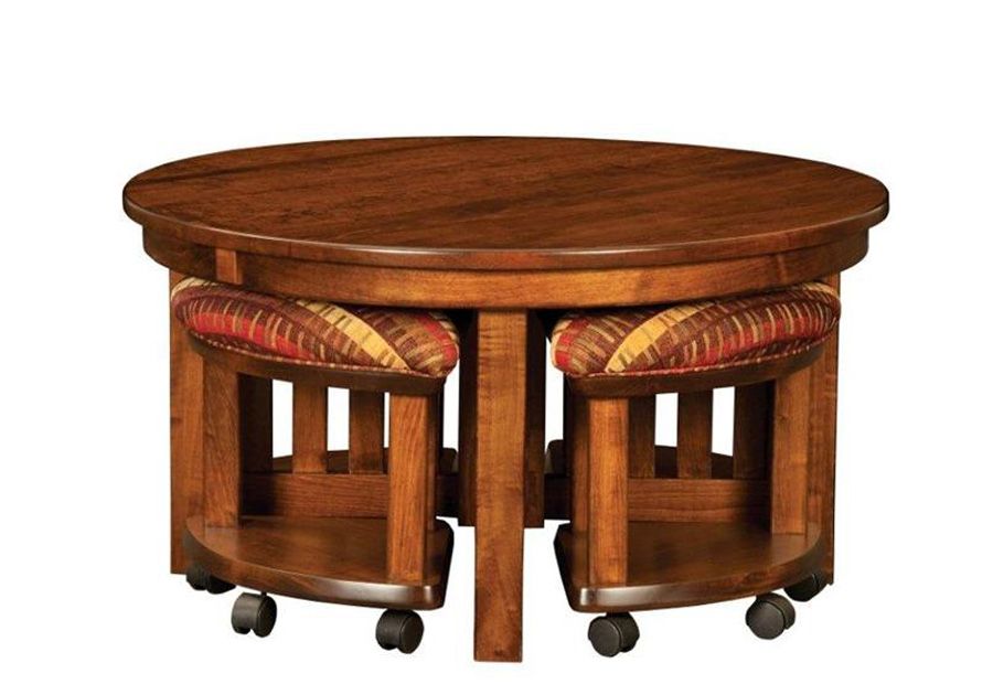 Marvelous Round Coffee Table With Stools Underneath Coffee Table Certainly Pertaining To Coffee Tables With Nesting Stools (View 6 of 20)