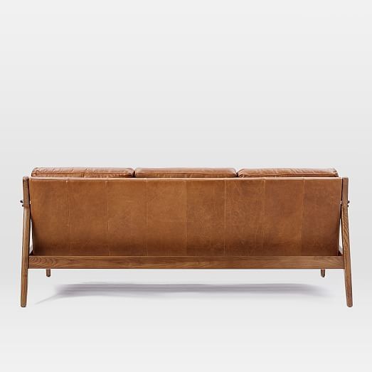 Mathias Mid Century Wood Frame Leather Sofa 825 West Elm Properly Regarding Leather Bench Sofas (View 10 of 20)