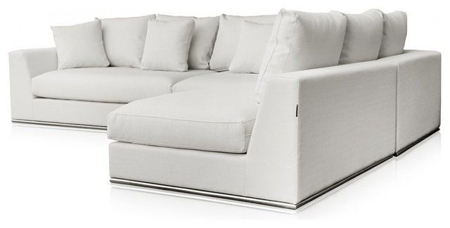 Modani Giovani White Fabric Sofa Modern Sectional Sofas Home Properly Inside White Fabric Sofas (View 10 of 20)