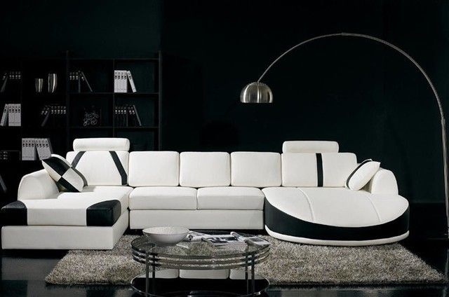 Modern White And Black Sectional Sofa With Chaises Modern Very Well For White And Black Sofas (View 1 of 20)