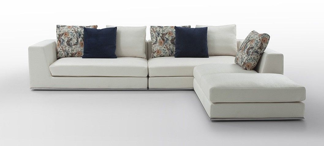 Odessa Modern White Fabric Sectional Sofa Definitely In Fabric Sectional Sofa (View 9 of 20)