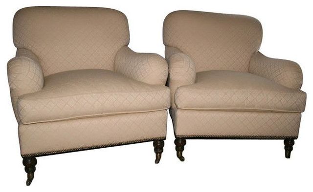 Pair Of Club Chairs In Ivory Kravet Fabric 1200 Est Retail Properly In Fabric Armchairs (View 2 of 20)