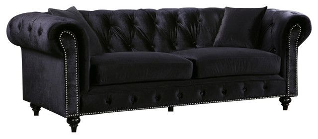 Parent Traditional Sofas Meridian Furniture Definitely In Black Velvet Sofas (View 2 of 20)
