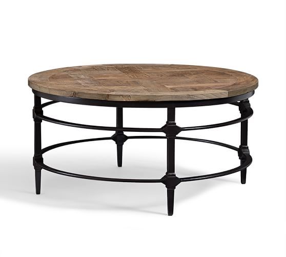 Parquet Reclaimed Wood Round Coffee Table Pottery Barn Effectively Within Oversized Round Coffee Tables (View 6 of 20)