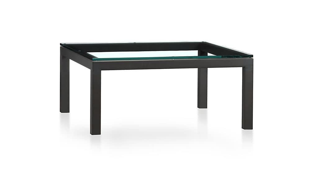 Parsons Clear Glass Top Dark Steel Base 36×36 Square Coffee Table Nicely Within Simple Glass Coffee Tables (View 8 of 20)