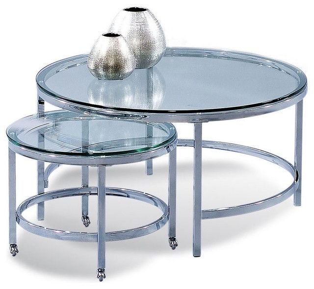 Patinoire Round Cocktail Table On Casters Transitional Coffee Very Well Intended For Glass Coffee Tables With Casters (View 20 of 20)