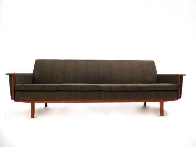 Scandinavian Green Wool Teak Four Seater Sofa 1960s For Sale At Nicely Throughout Four Seater Sofas (View 19 of 20)