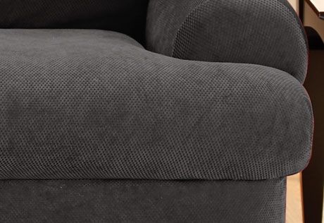 Sure Fit Stretch Pique Three Piece T Cushion Nicely In Black Slipcovers For Sofas (View 16 of 20)