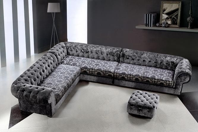 Tosh Furniture Contemporary Fabric Sectional Sofa With Crystals Certainly For Cloth Sectional Sofas (View 18 of 20)