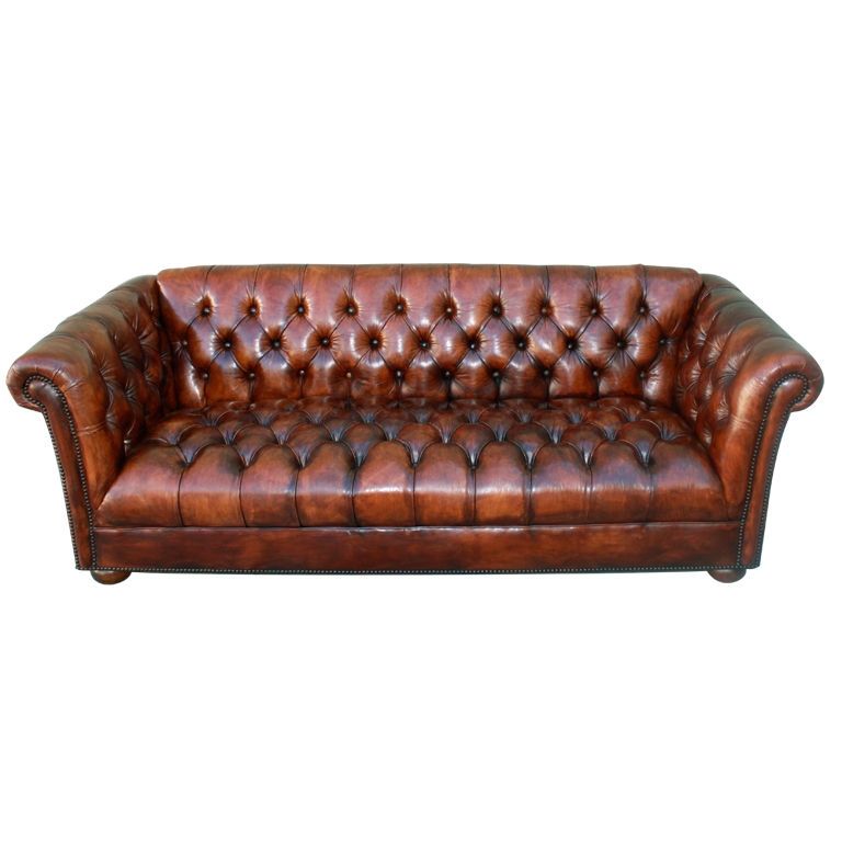 Vintage Leather Tufted Chesterfield Style Sofa C 1930s Effectively Inside Tufted Leather Chesterfield Sofas (View 10 of 20)