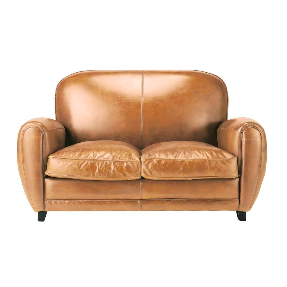 2 Seater Leather Vintage Sofa In Brandy Colour Oxford | Maisons Du For Oxford Sofas (Photo 19 of 30)
