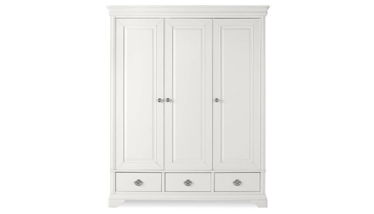 3 Door Wardrobe From The Chantilly White Range | Ahf For White Three Door Wardrobes (Photo 14 of 15)