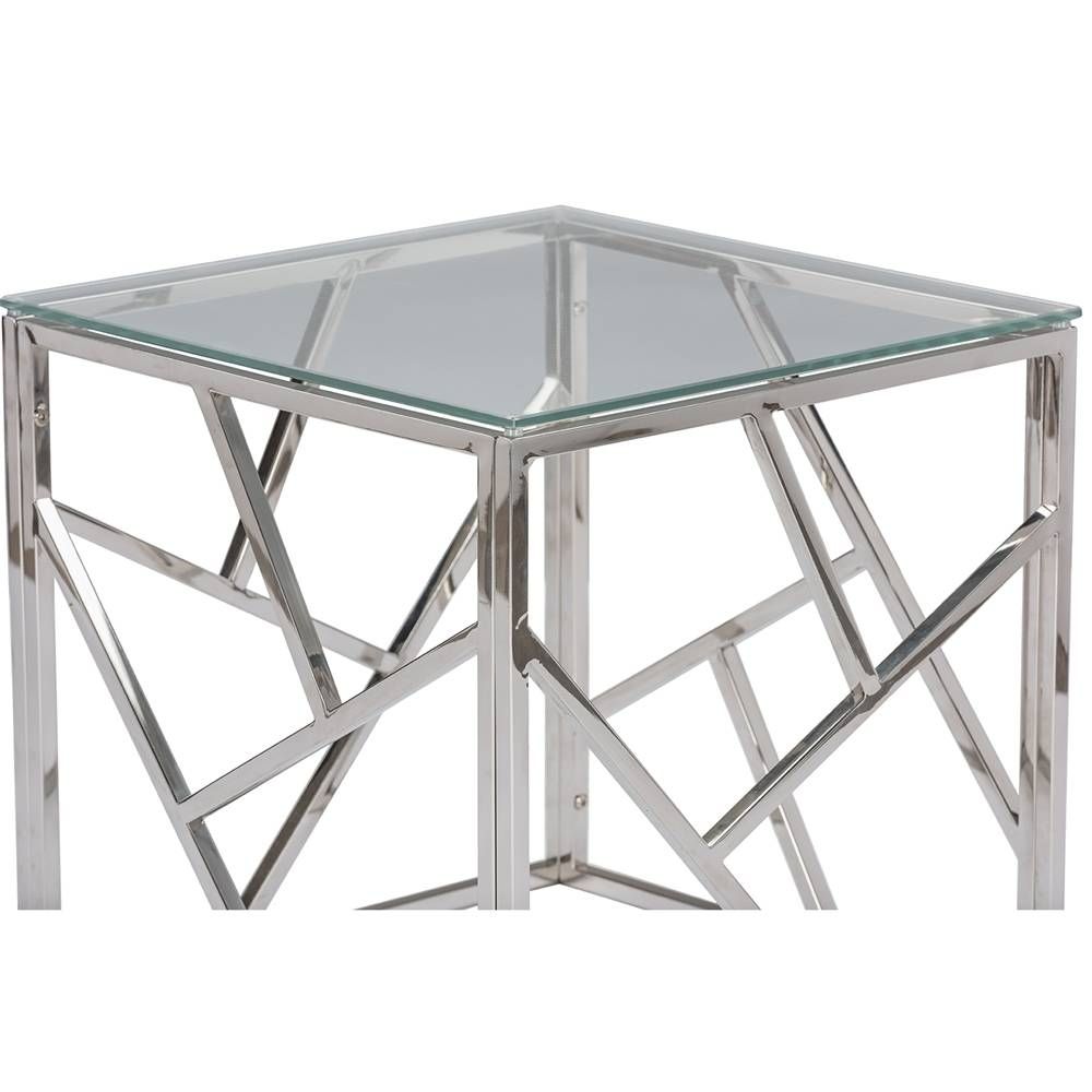 3 Piece Coffee Table Set, Curved Silver Legs, Glass Top Regarding Chrome And Glass Coffee Tables (View 14 of 30)