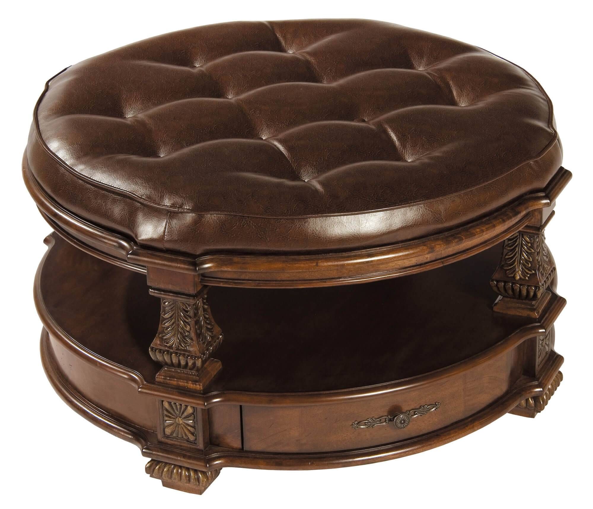 36 Top Brown Leather Ottoman Coffee Tables Intended For Brown Leather Ottoman Coffee Tables With Storages (View 18 of 30)