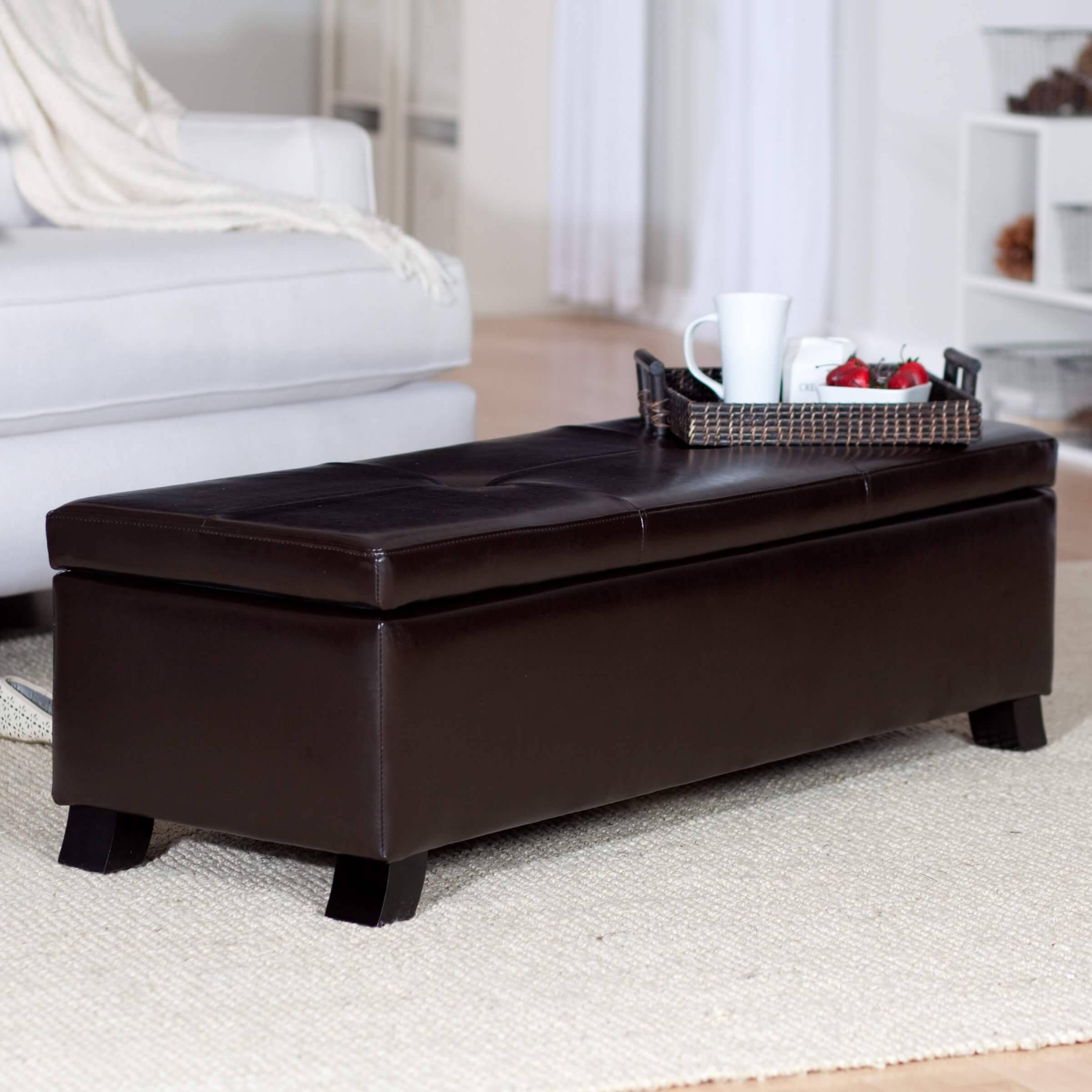 Featured Photo of 2024 Popular Brown Leather Ottoman Coffee Tables