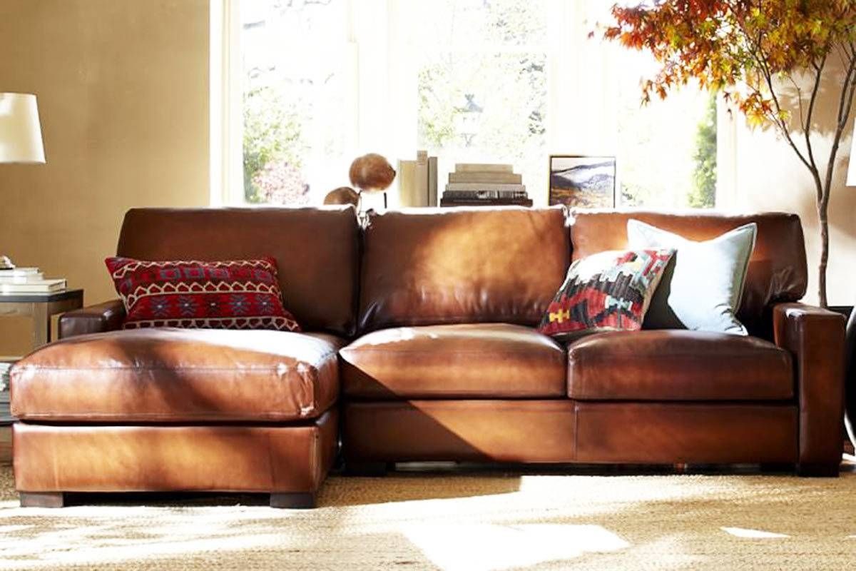 5-piece crate and barrel leather sectional sofa