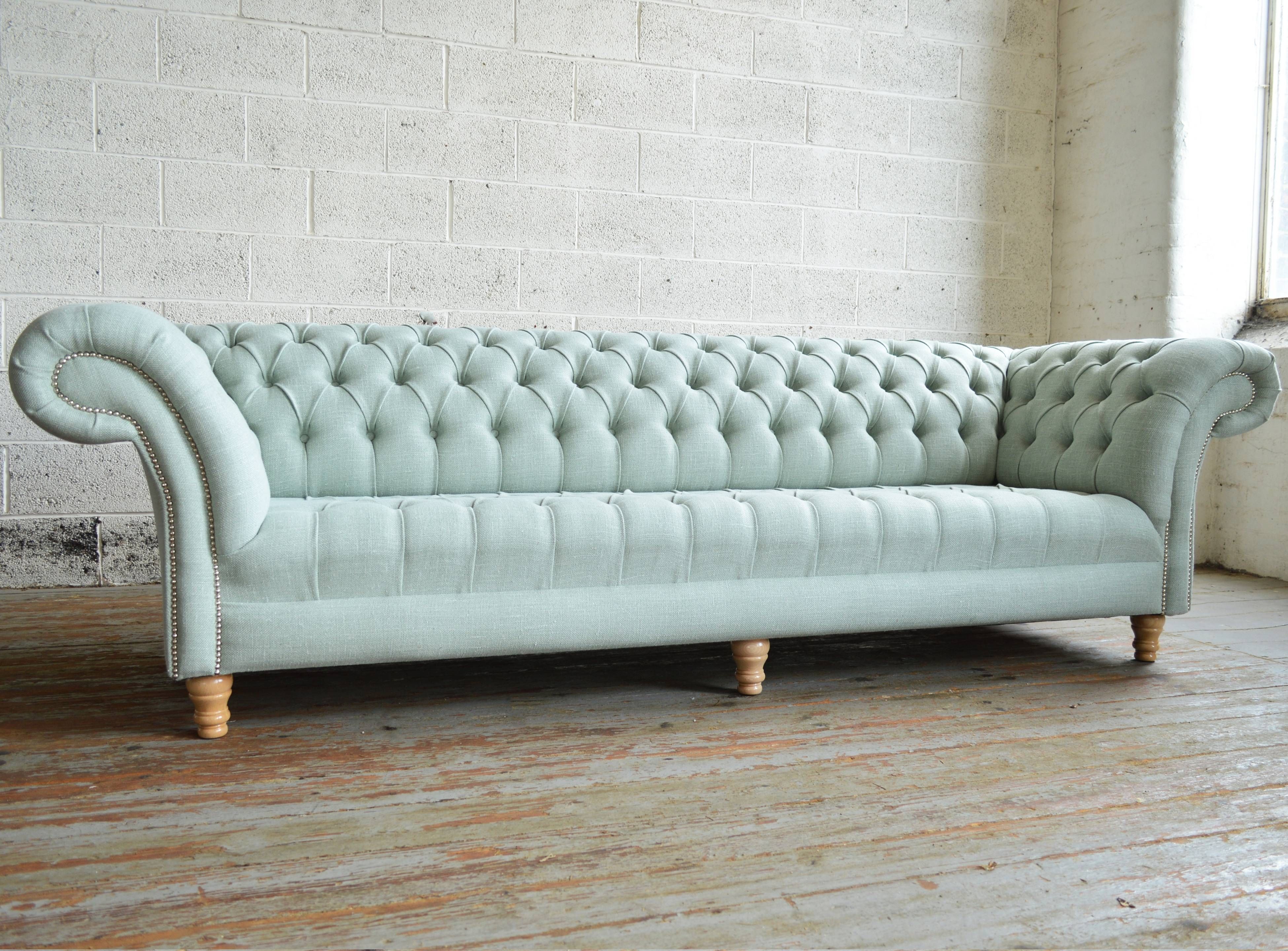 4 Seater Egg Shell Blue Chesterfield Sofa | Abode Sofas Pertaining To Chesterfield Sofas (Photo 29 of 30)
