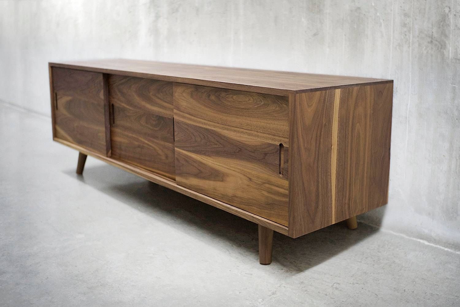 60 Solid Black Walnut Credenza/ Sideboard/ Cabinet/ With Black And Walnut Sideboards (Photo 3 of 30)