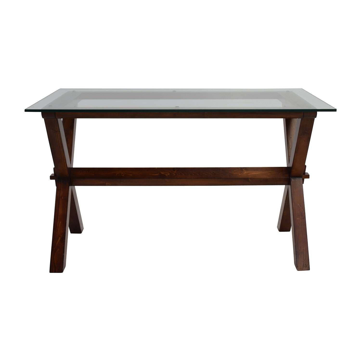 64% Off – Pottery Barn Pottery Barn Ava Glass And Wood Desk / Tables Regarding Ava Coffee Tables (View 6 of 30)